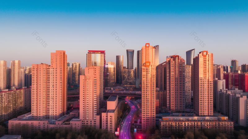 城市建筑风光风景大街夜景天蓝黄昏,高清,摄影图,摄影图片,图片大全,摄影图免费下载